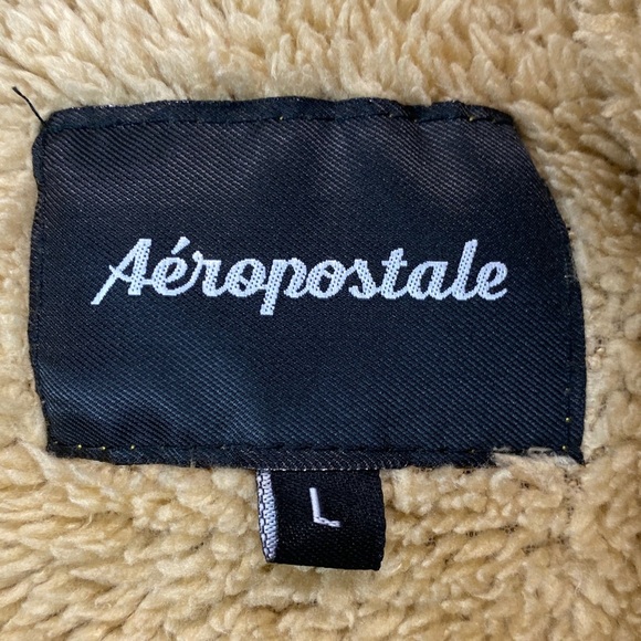 Aeropostale fur lined hoodie jacket mens L burgundy New York embroidered varsity - Picture 4 of 9